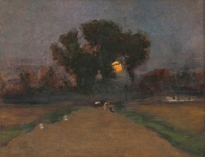 Landscape with setting sun by Laszlo Mednyanszky