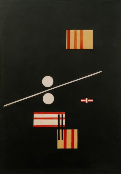 Collage on Black Background by Laszlo Moholy Nagy