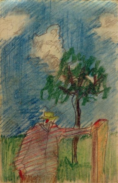 Untitled (Man Standing Under a Tree) by Laszlo Moholy Nagy