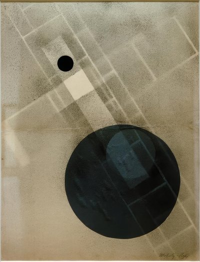 Spray Paint with Blue Disc by Laszlo Moholy Nagy