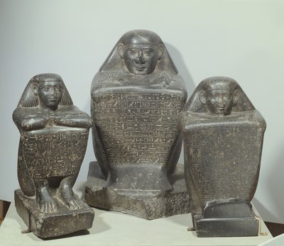 Block statues of Akhamenru, Harwa and Amenemonet, 25th-26th Dynasty by Late Period Egyptian