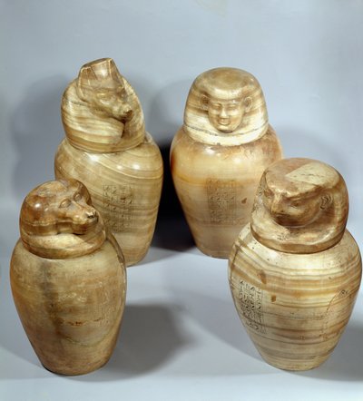 Canopic Jars of Hor-ir-aa by Late Period Egyptian