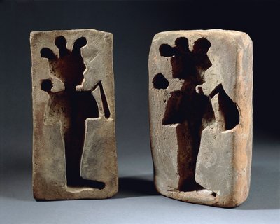 Two moulds of Osiris figure, from Abydos by Late Period Egyptian