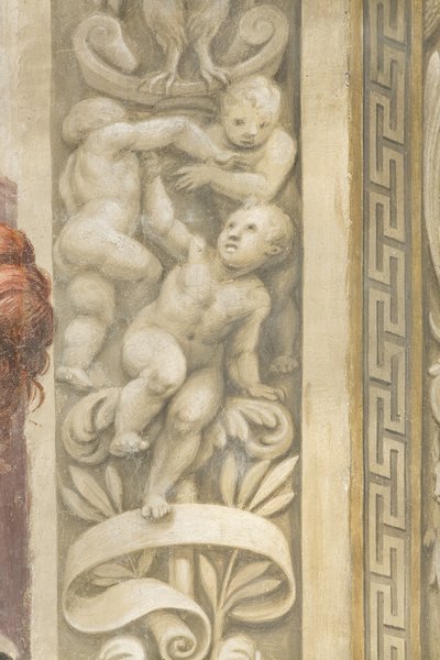 Putti, decorations around the windows by Lattanzio Gambara