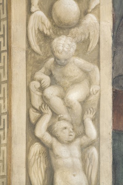 Putti, decorations around the windows by Lattanzio Gambara