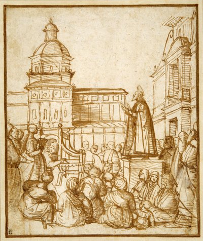 St. Mark preaching in the piazza by Lattanzio da (attr. to) Rimini