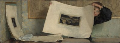 Anna Leafing Through a Portfolio of Prints by Laura Theresa Alma Tadema (Lady)