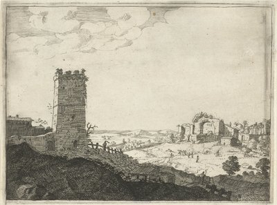Landscape with Tower (Landscapes with Ancient Roman Buildings) by Laurens Barata
