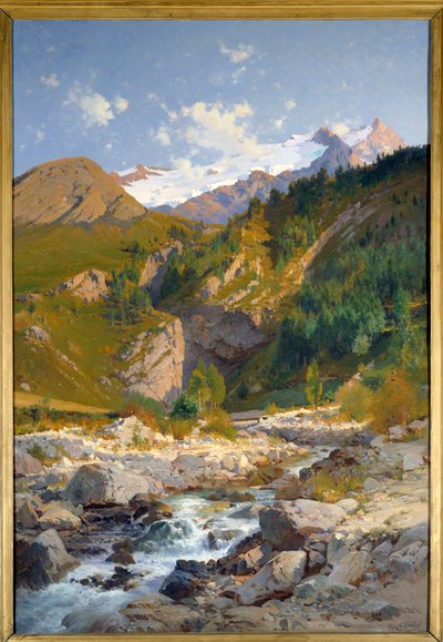 The Torrent at Chavalchere, Tabuchet Glacier and the Meije Mountain Landscape by Laurent Guétal