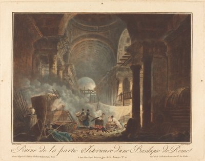 Ruins of the Interior of a Basilica in Rome by Laurent Guyot after Hubert Robert