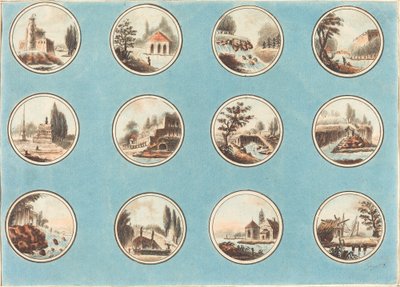 Twelve Roundels with Landscapes by Laurent Guyot after Jean Henry Alexandre Pernet