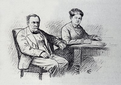 Portrait of Louis Pasteur Dictating a Relationship with His Wife. Sketch by Lucien Laurent-Gsell by Laurent Lucien Gsell