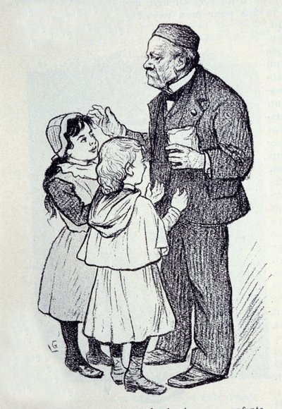 Portrait of Louis Pasteur Giving Sweets to Children. Sketch by Lucien Laurent-Gsell by Laurent Lucien Gsell