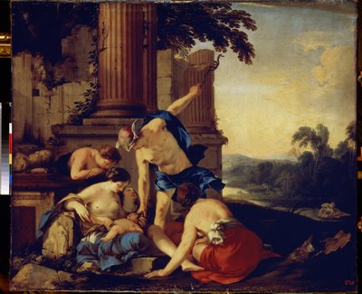 Mercury Giving the Child Bacchus to the Nymphs of Nysa by Laurent de la Hyre
