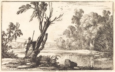 A Man Gazing across a Still Pond by Laurent de la Hyre