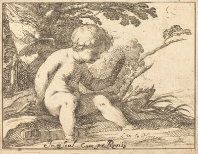 Cupid Looking in a Mirror by Laurent de la Hyre