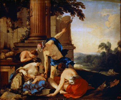 Mercury Giving the Child Bacchus to the Nymphs of Nysa, 1638 by Laurent de la Hyre