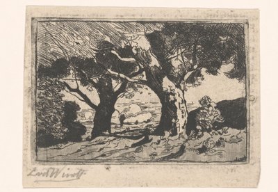 Landscape with Two Large Trees by Laurent van der Windt (signed by artist)
