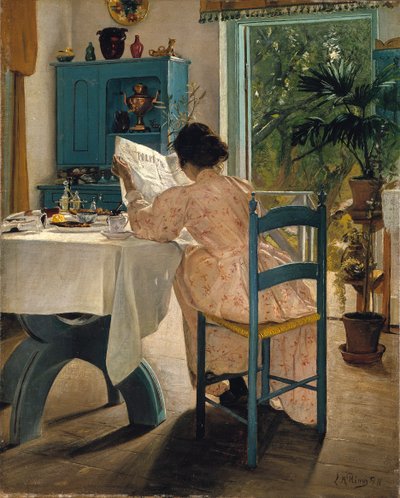 Breakfast with the Morning Newspaper, 1898 by Laurits Andersen Ring