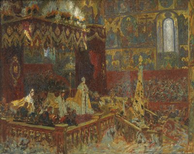 The Coronation Ceremony of Tsar Nicolai II in Moscow. Sketch by Laurits Regner Tuxen
