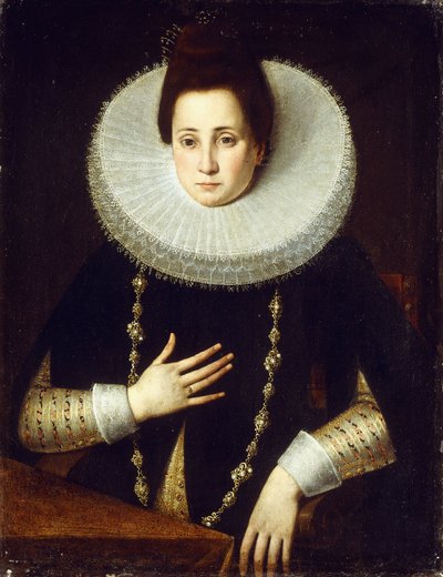 Portrait of a Lady, seated half-length, wearing a Black Costume with White Ruff by Lavinia Fontana