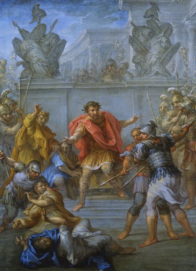 Emperor Claudius preventing the killing of his attackers by Lazzaro Baldi