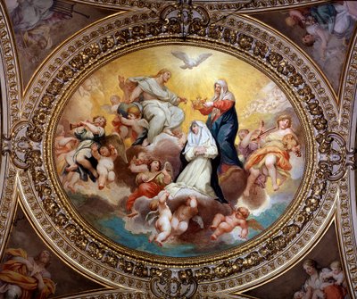 The Holy Virgin Crowning St. Rose of Lima with Jesus and the Holy Spirit by Lazzaro Baldi