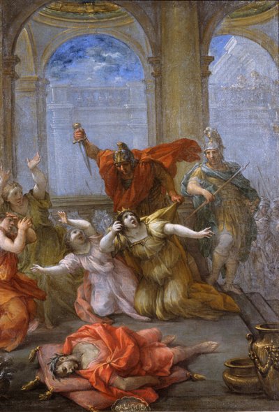 The assassination of Emperor Caligula, of his wife and daughter by Lazzaro Baldi