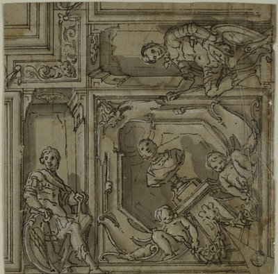 Design for Corner of a Ceiling Decoration by Lazzaro Tavarone