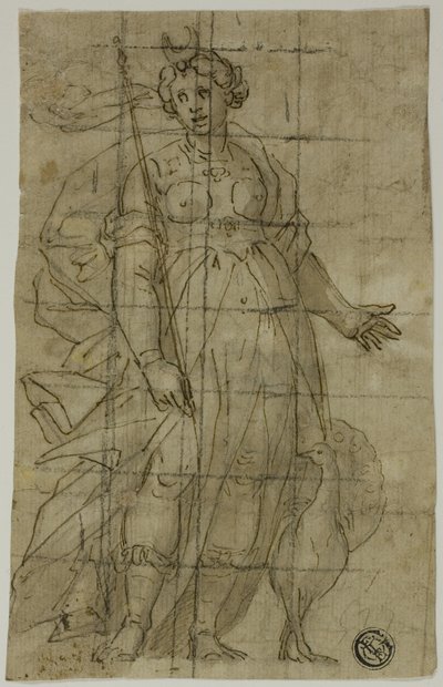 Study for Juno (or Diana) with a Peacock by Lazzaro Tavarone