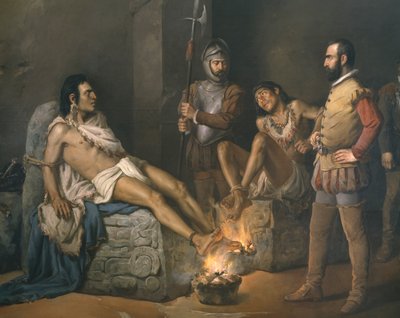 Torture of Cuauhtemoc (1497-1525) (detail) by Leandro Izaguirre