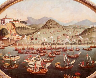 Procession of Boats on the Water in Front of Lazares Hospital, Rio de Janeiro by Leandro Joaquim