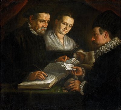 The Money-Changer Orazio Lago, His Wife and a Client by Leandro da Ponte Bassano