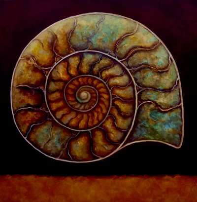 Ammonite Gold and Burgundy by Lee Campbell