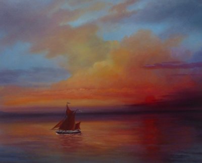 Red Sails - Thames Barge at full sail by Lee Campbell
