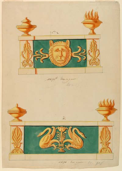 Design for Two Andirons by Lefebure Manufactory