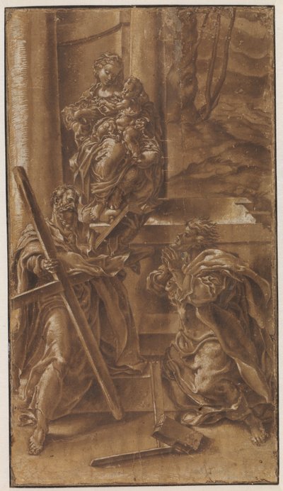 Madonna with Child and Apostle Andrew (left) and Saint Jude (right) by Lelio Orsi