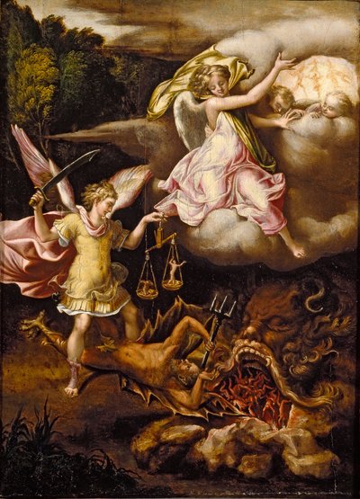 St Michael Subduing Satan and Weighing the Souls of the Dead by Lelio Orsi