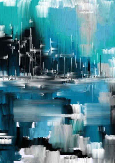 Abstract Cityscape Reflection by Lembayung senja studio [Vintage Poster]