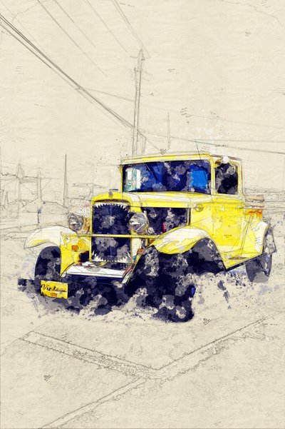 Classic Yellow Pickup by Lembayung senja studio [Vintage Poster]