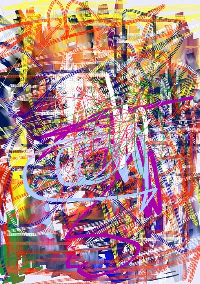 Dynamic Colorful Chaos by Lembayung senja studio [Vintage Poster]