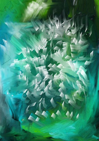 Fluid Aqua Brushstrokes by Lembayung senja studio [Vintage Poster]