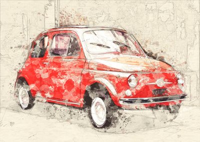 Red Car Sketch by Lembayung senja studio [Vintage Poster]