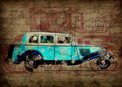 Rustic Vintage Car by Lembayung senja studio [Vintage Poster]