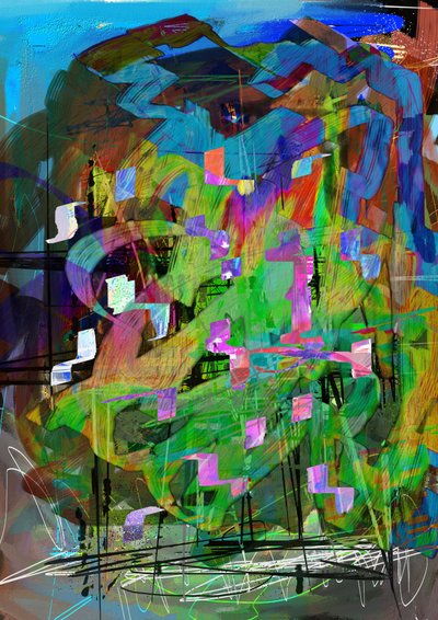 Vibrant Abstract Composition by Lembayung senja studio [Vintage Poster]