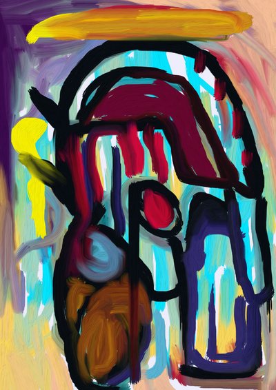 Vibrant Abstract Figure by Lembayung senja studio [Vintage Poster]