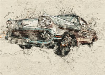 Vintage Car Sketch by Lembayung senja studio [Vintage Poster]