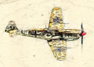 Vintage Fighter Plane Sketch by Lembayung senja studio [Vintage Poster]