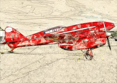 Vintage Red Propeller Plane by Lembayung senja studio [Vintage Poster]