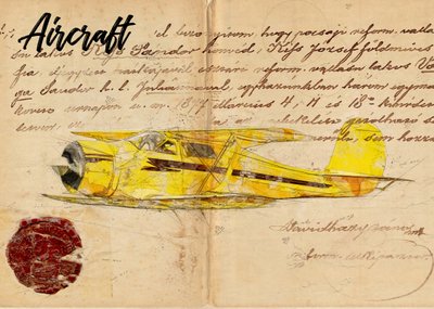Vintage Seaplane Document by Lembayung senja studio [Vintage Poster]